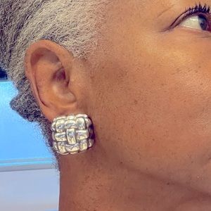 Silver Vintage clip-on earrings.